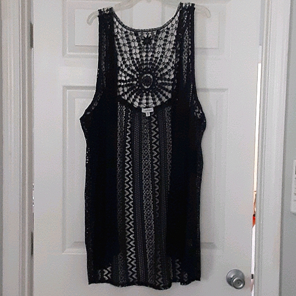 Navy Blue Crochet Sweater Vest
